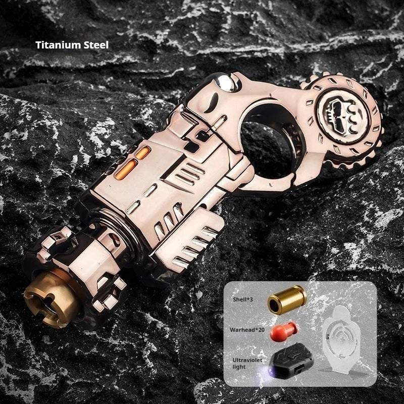 Brinquedo Antiestresse Metal EDC – Spinner com Pistola Ejetora e Deslizador Mecânico para Adultos