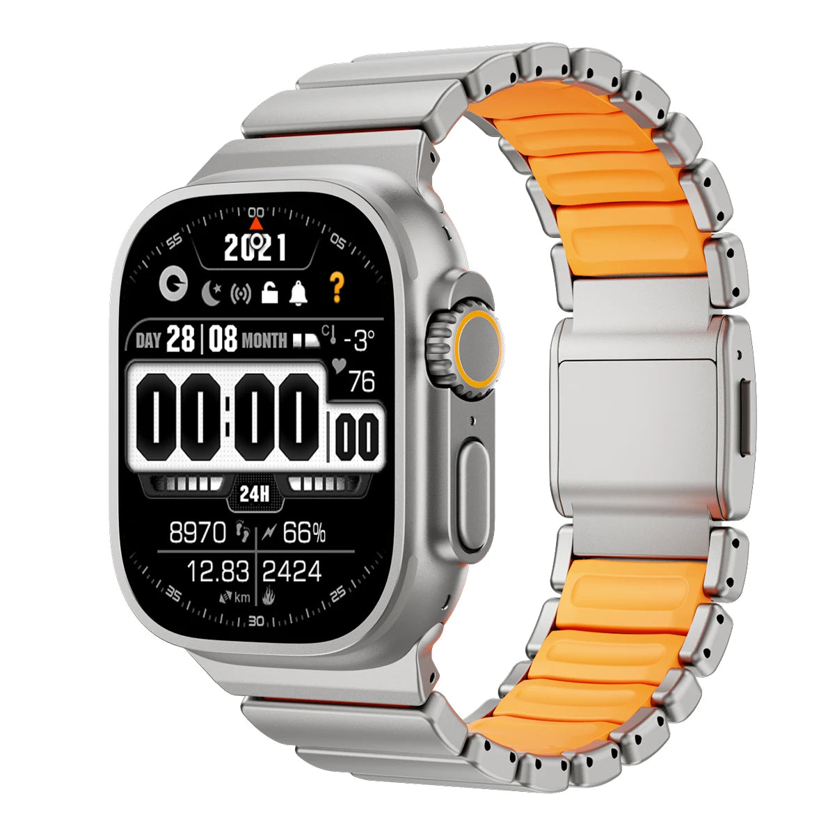 Pulseira Luminosa de Titânio para Apple Watch Ultra 3/2 49mm Series 11 10 46mm Pulseira de Metal iWatch 9 8 7 45mm SE3 44mm Silicone Magnético