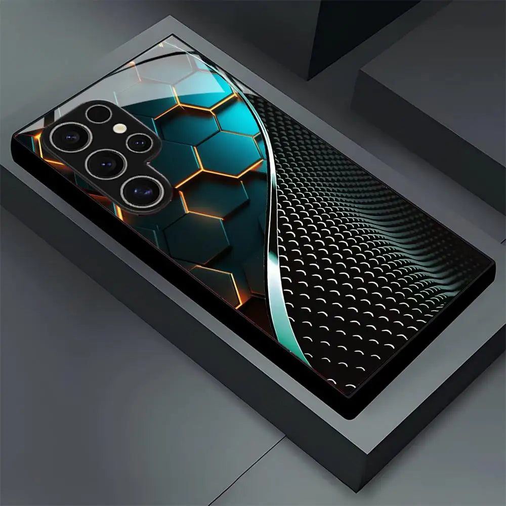 Capa de Celular Samsung Galaxy S26 S25 S24 S23 S22 S21 S20 Ultra Plus 5G — Vidro Fosco Padrão Favo de Mel