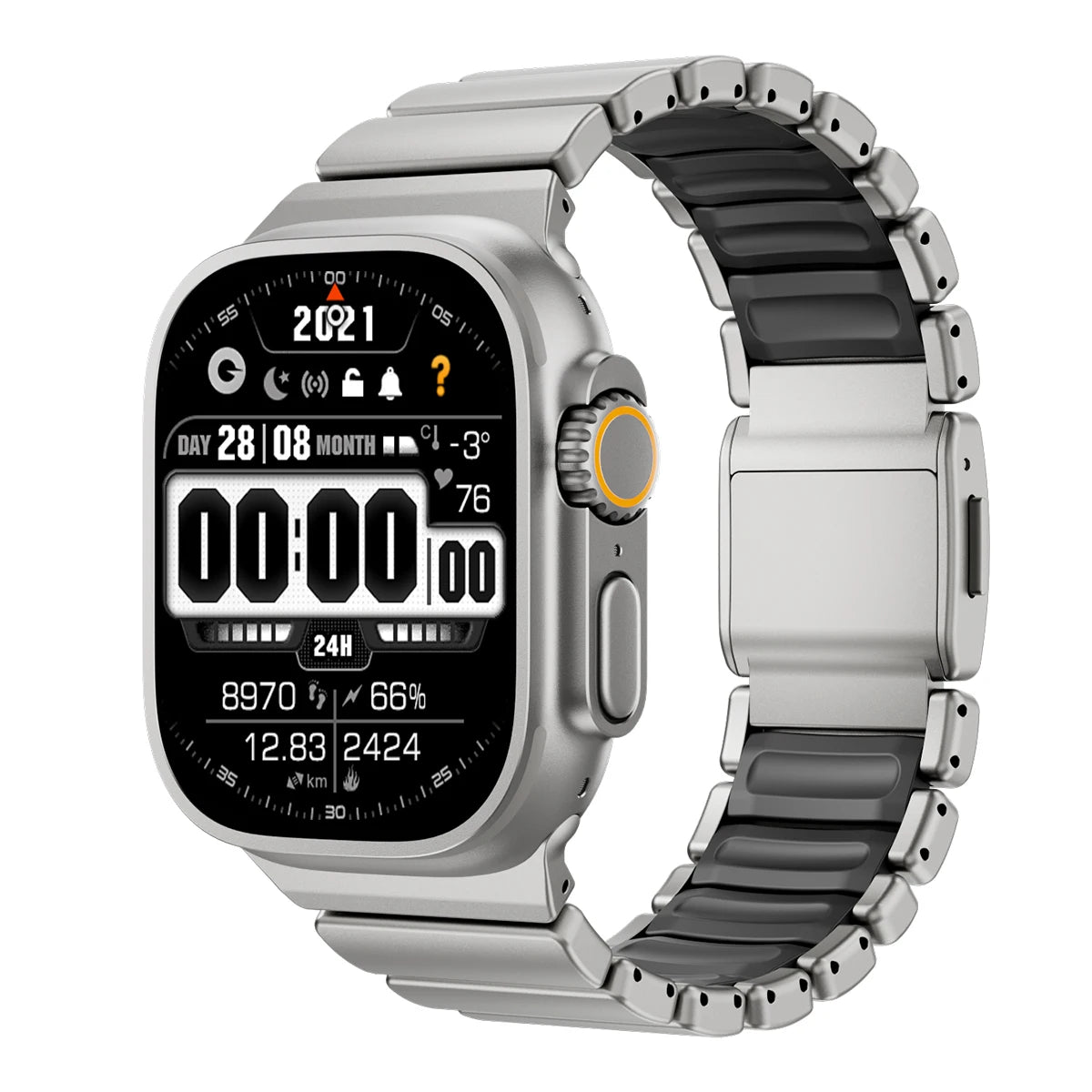 Pulseira Luminosa de Titânio para Apple Watch Ultra 3/2 49mm Series 11 10 46mm Pulseira de Metal iWatch 9 8 7 45mm SE3 44mm Silicone Magnético
