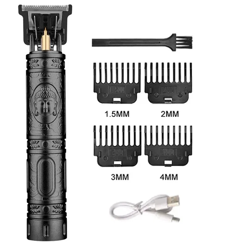 Máquina de Corte de Cabelo Profissional Recarregavel, Barbeador, Aparador de Cabelo em Metal para Homens