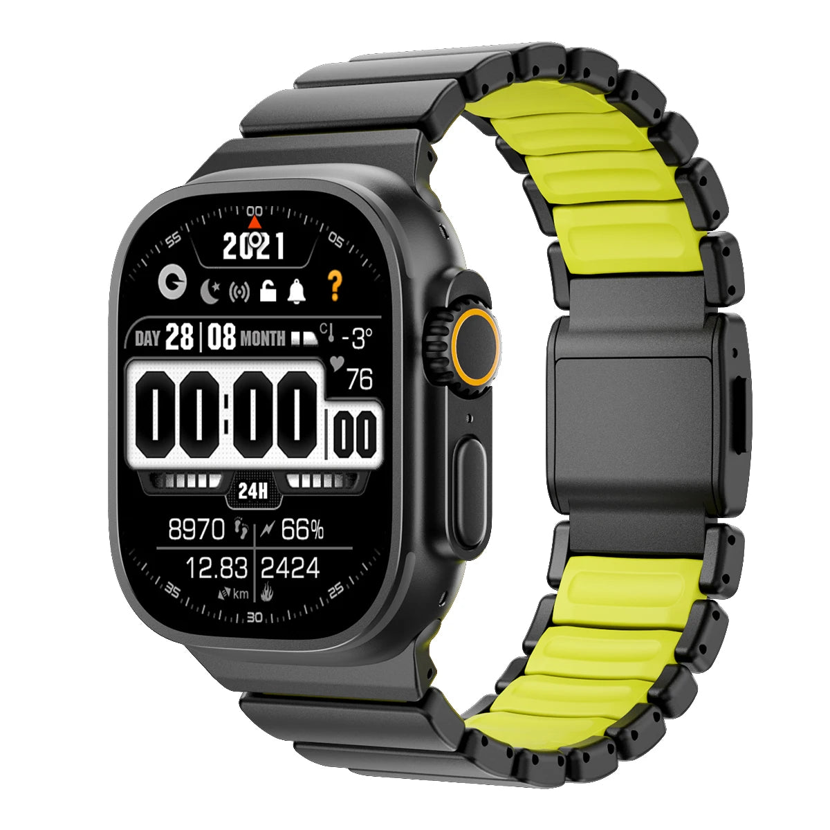 Pulseira Luminosa de Titânio para Apple Watch Ultra 3/2 49mm Series 11 10 46mm Pulseira de Metal iWatch 9 8 7 45mm SE3 44mm Silicone Magnético