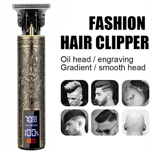 Máquina de Corte de Cabelo Profissional Recarregavel, Barbeador, Aparador de Cabelo em Metal para Homens