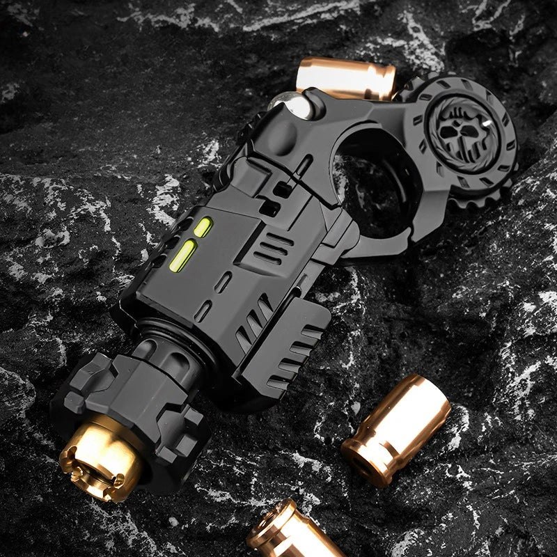 Brinquedo Antiestresse Metal EDC – Spinner com Pistola Ejetora e Deslizador Mecânico para Adultos