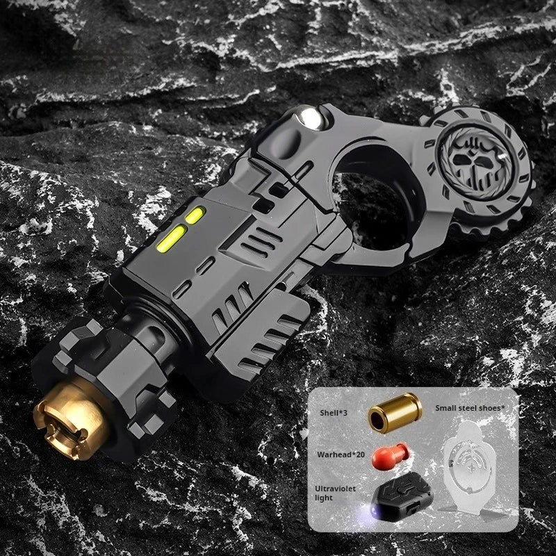 Brinquedo Antiestresse Metal EDC – Spinner com Pistola Ejetora e Deslizador Mecânico para Adultos