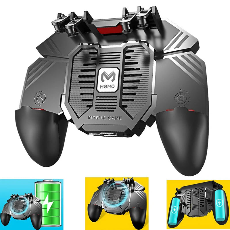 Controle para Celular AK77 PUBG 6 Dedos com Cooler | Gamepad Joystick Android e iOS com Bateria