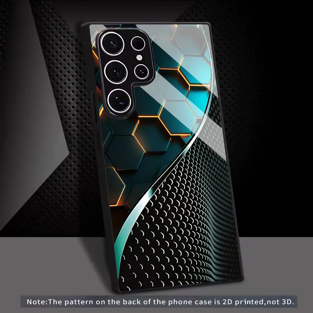 Capa de Celular Samsung Galaxy S26 S25 S24 S23 S22 S21 S20 Ultra Plus 5G — Vidro Fosco Padrão Favo de Mel