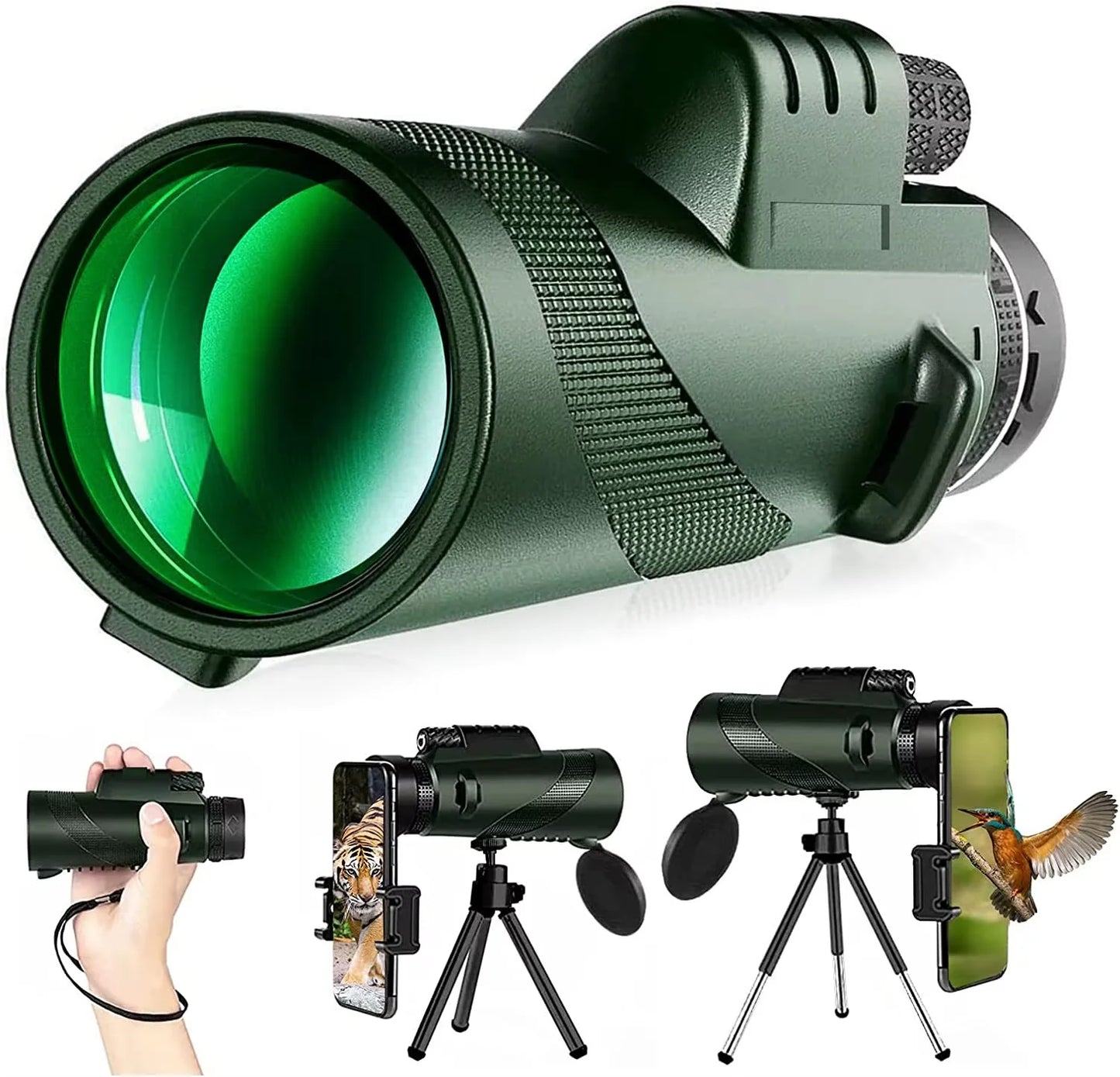 Monocúlar Portátil HD 5000M com Zoom 80x – Telescópio Dobrável para Caça, Camping e Viagem