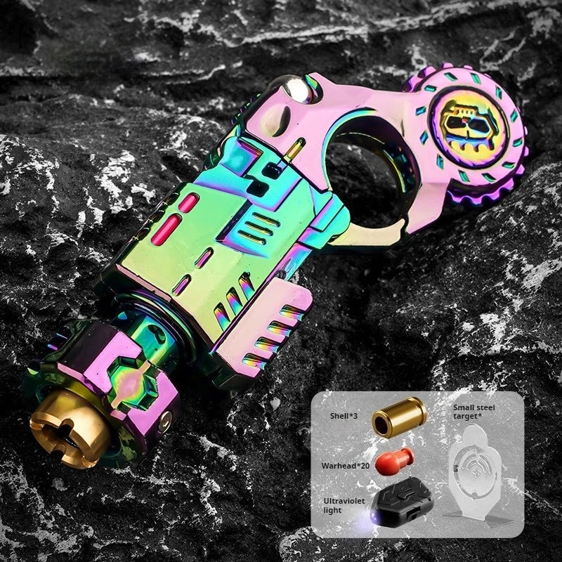 Brinquedo Antiestresse Metal EDC – Spinner com Pistola Ejetora e Deslizador Mecânico para Adultos