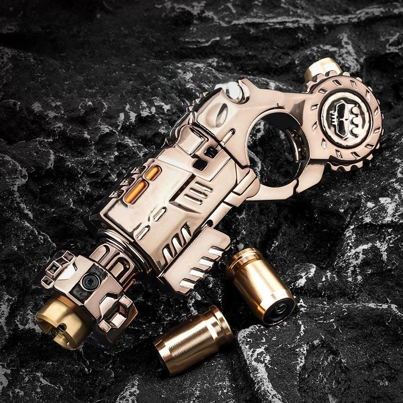 Brinquedo Antiestresse Metal EDC – Spinner com Pistola Ejetora e Deslizador Mecânico para Adultos