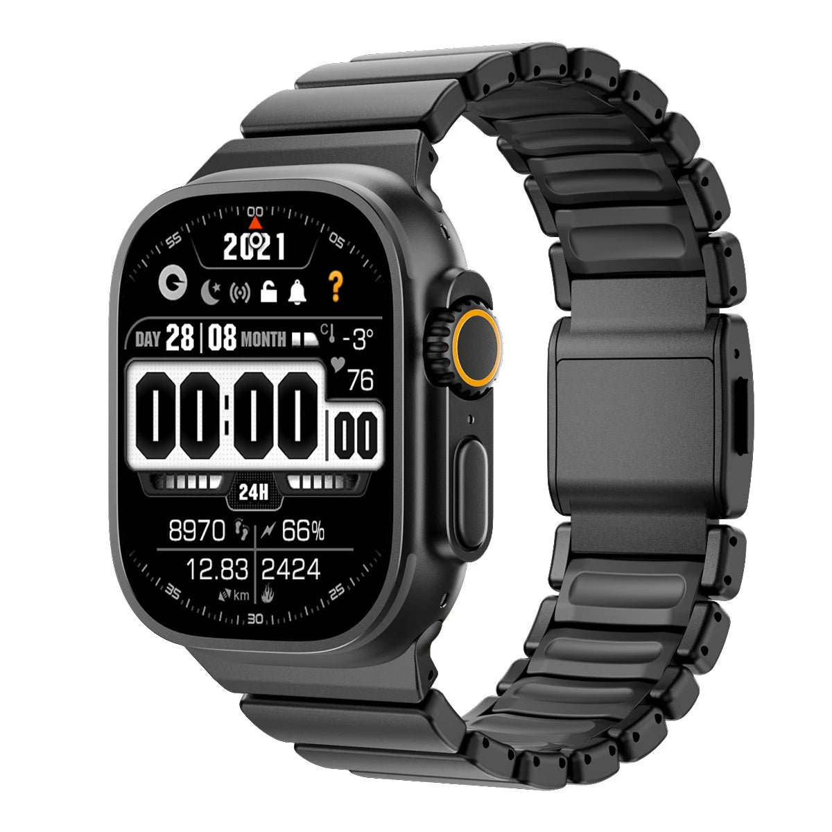 Pulseira Luminosa de Titânio para Apple Watch Ultra 3/2 49mm Series 11 10 46mm Pulseira de Metal iWatch 9 8 7 45mm SE3 44mm Silicone Magnético