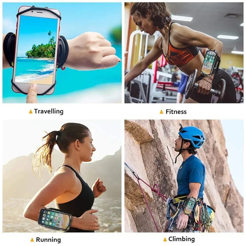 Pulseira Porta-Celular Esportiva 360° – Suporte Universal para Corrida, Ciclismo e Caminhada