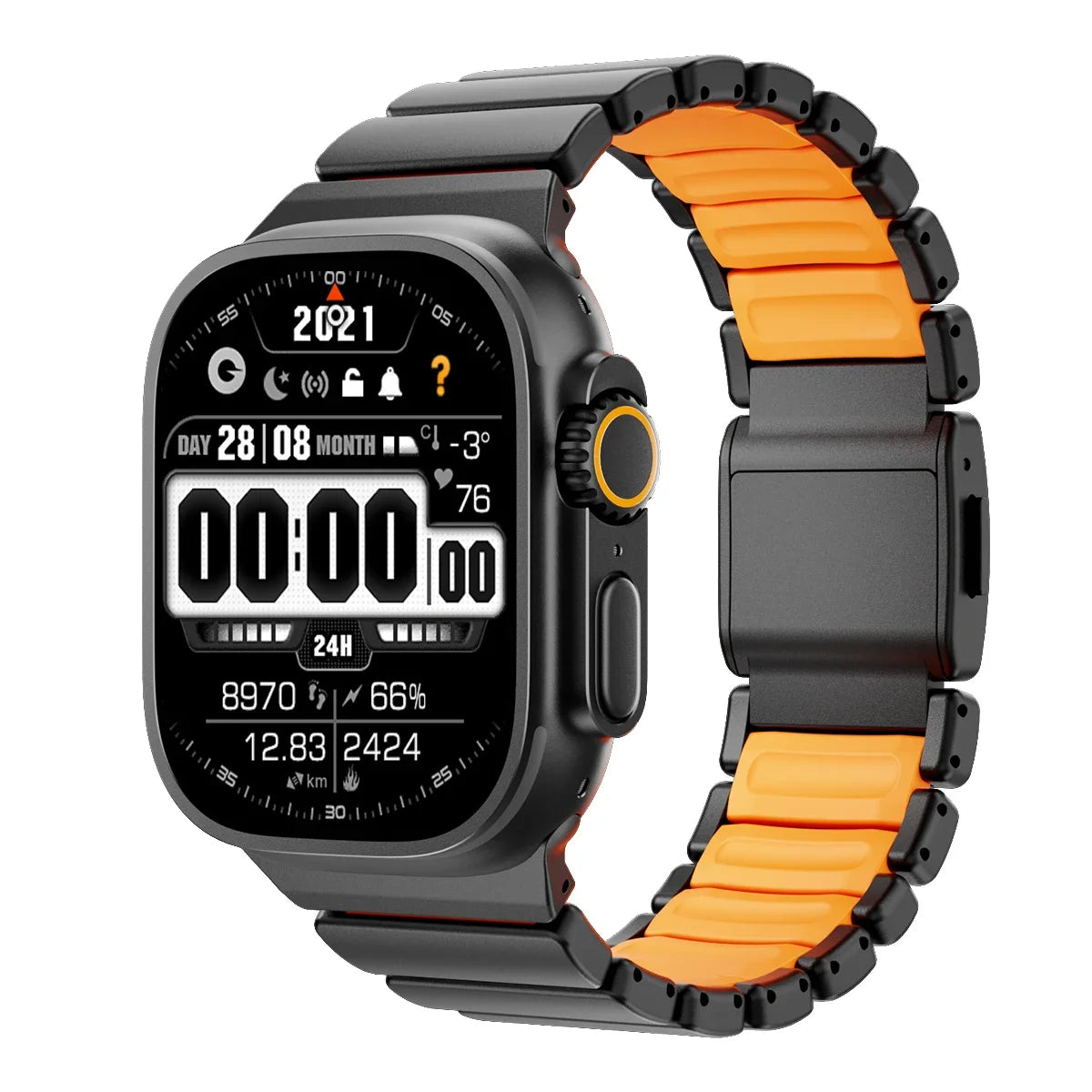 Pulseira Luminosa de Titânio para Apple Watch Ultra 3/2 49mm Series 11 10 46mm Pulseira de Metal iWatch 9 8 7 45mm SE3 44mm Silicone Magnético