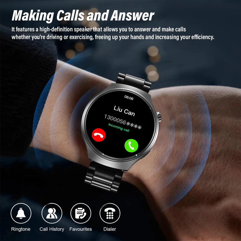 G.L Smartwatch Masculino com Tela HD, Monitoramento de Saúde, Chamadas via Bluetooth, Assistente de Voz e Modos Esportivos