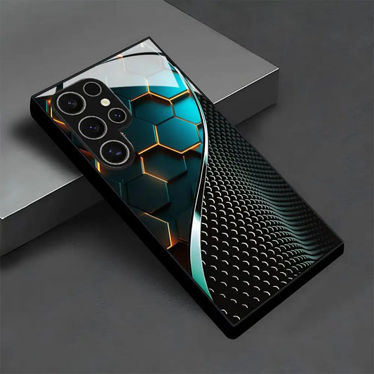 Capa de Celular Samsung Galaxy S26 S25 S24 S23 S22 S21 S20 Ultra Plus 5G — Vidro Fosco Padrão Favo de Mel