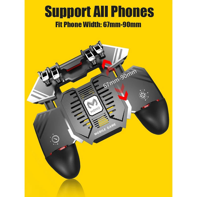 Controle para Celular AK77 PUBG 6 Dedos com Cooler | Gamepad Joystick Android e iOS com Bateria