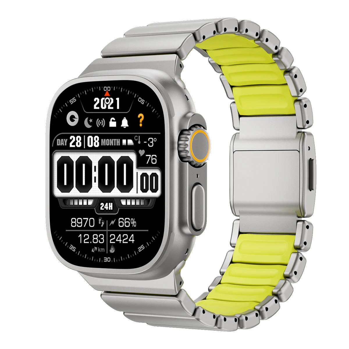 Pulseira Luminosa de Titânio para Apple Watch Ultra 3/2 49mm Series 11 10 46mm Pulseira de Metal iWatch 9 8 7 45mm SE3 44mm Silicone Magnético