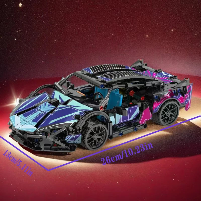 Blocos de Montar Carro de Corrida Cyberpunk 1614 Peças | Série Tecnologia | Supercar MOC | Presente de Aniversário e Páscoa